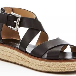 Michael Kors Black Leather Espadrille Sandals